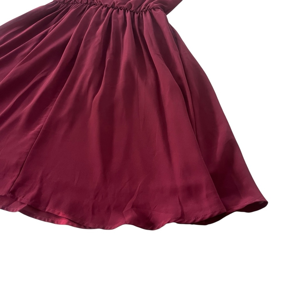 Lush Francescas Women M Wine Maroon Chiffon Sleeveless Halter Blouson Mini Dress - Picture 14 of 16